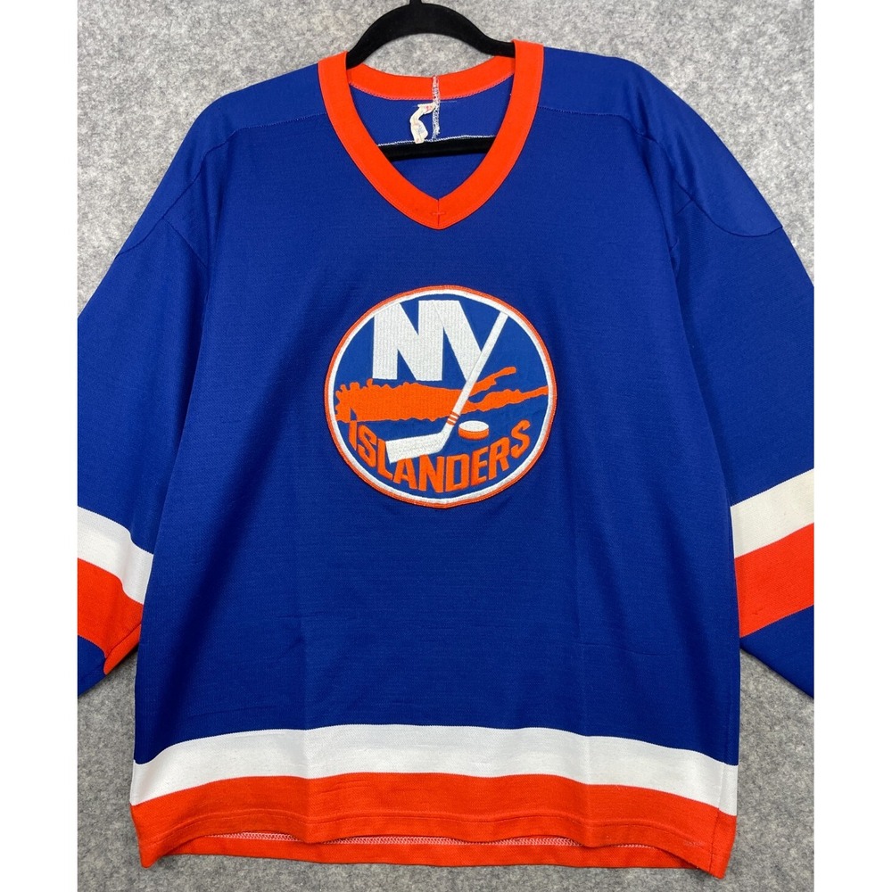 Vintage CCM NY Islanders Hockey Jersey Mens L Blue Orange White New York Read - Picture 2 of 16